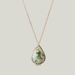 Teardrop Green Turquoise and Diamond Necklace