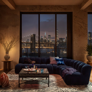 Grove Street Sectional Right Facing / Athens, Textured Velvet / Ink - hover