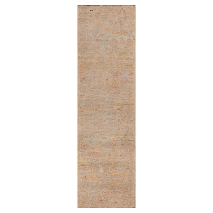 Beige Zameen Modern Wool Runner - 2'9" x 9'8"