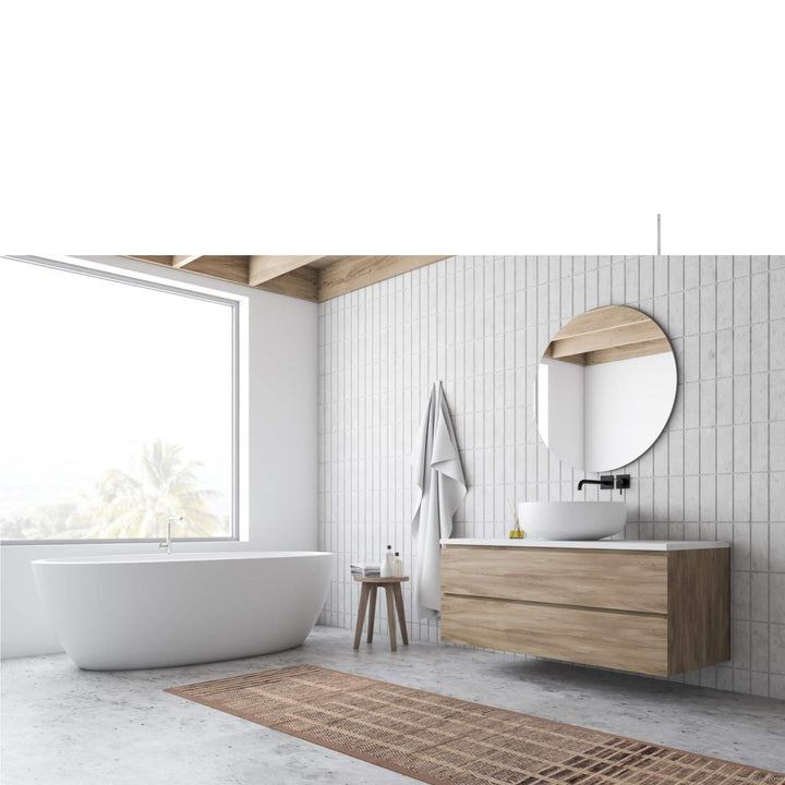 Brown & Grey Zameen Modern Wool Runner - 2'11" x 12'8"