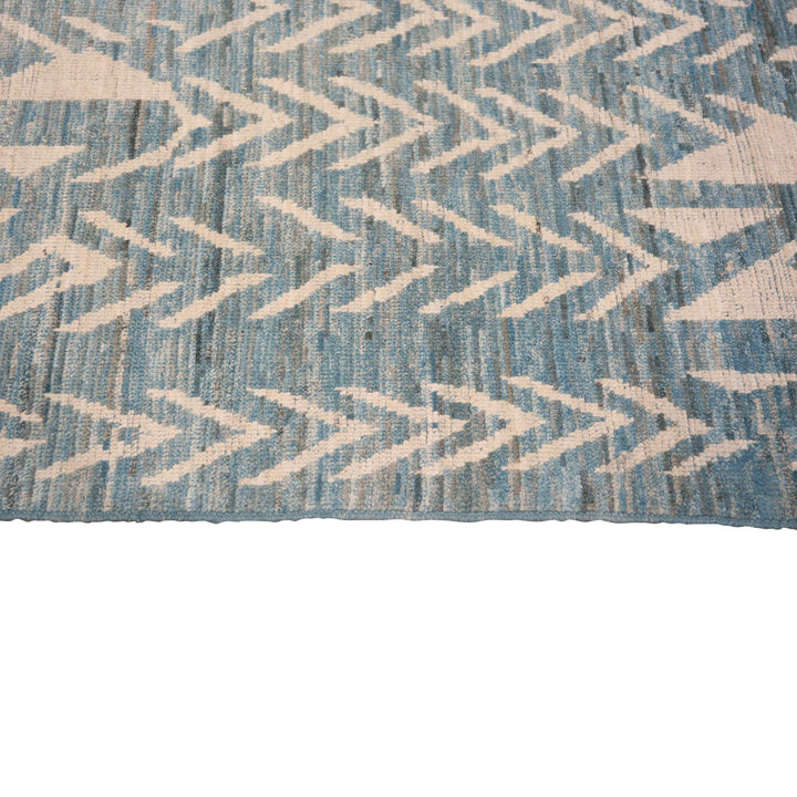 Blue Zameen Modern Wool Runner - 3' x 10'8"