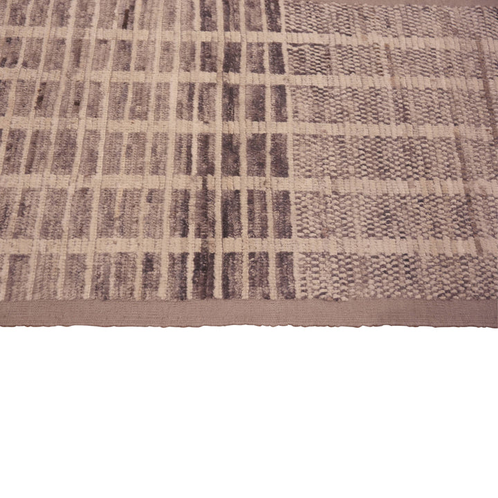 Brown & Grey Zameen Modern Wool Runner - 2'11" x 12'8"
