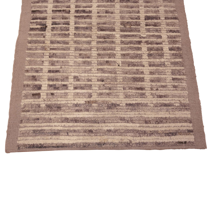 Brown & Grey Zameen Modern Wool Runner - 2'11" x 12'8"