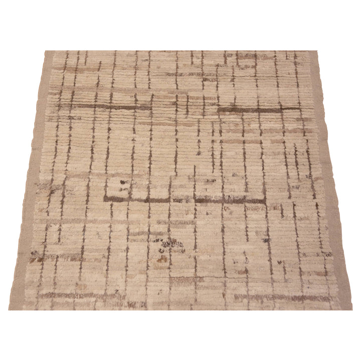 Brown Zameen Modern Wool Runner - 2'9" x 9'8"