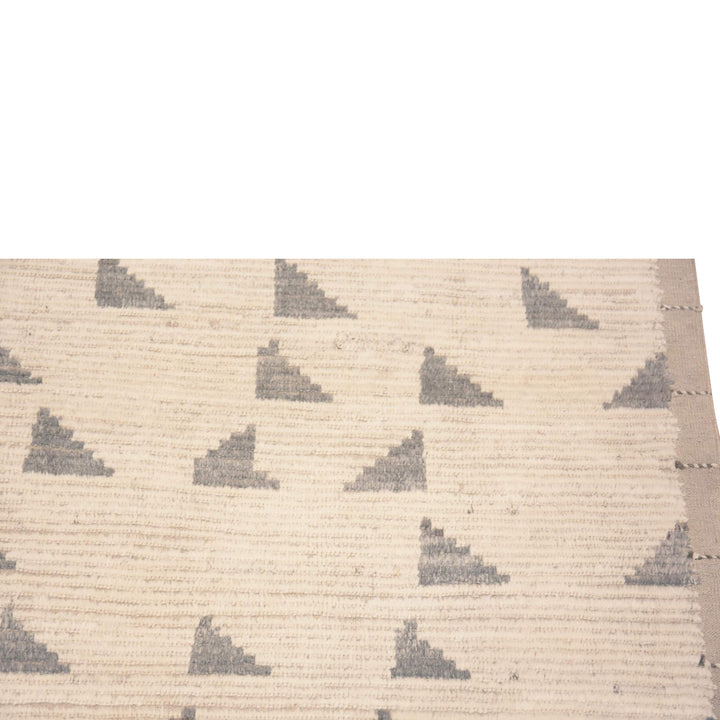 Cream Zameen Modern Wool Runner - 3'4" x 13'3"