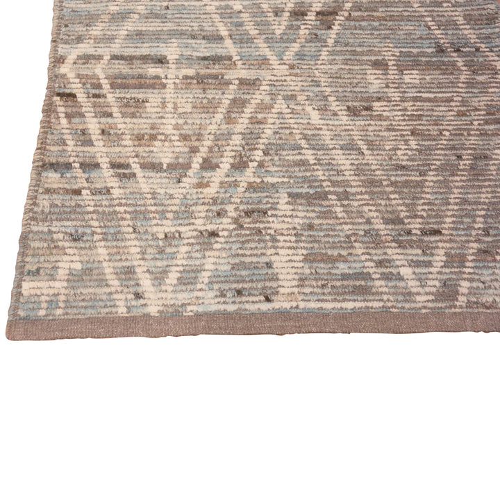 Blue & Brown Zameen Modern Wool Runner - 3'5" x 11'5"
