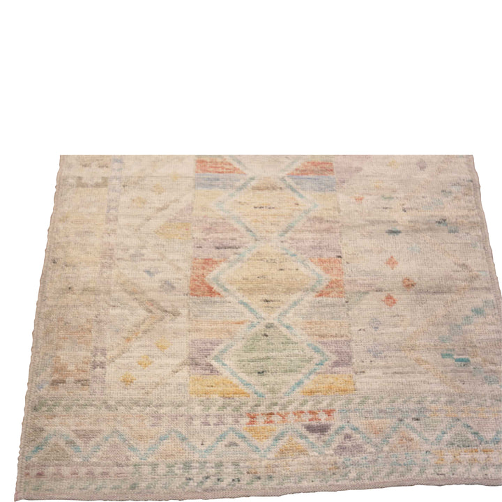 Multicolored Zameen Modern Wool Runner - 3' x 13'