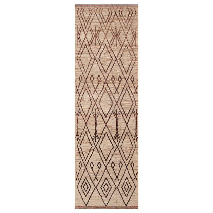 Brown Zameen Modern Wool Runner - 3'4" x 10'6"
