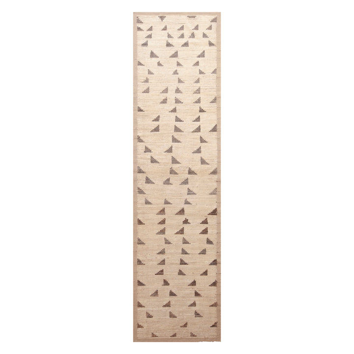 Cream Zameen Modern Wool Runner - 3'4" x 13'3"