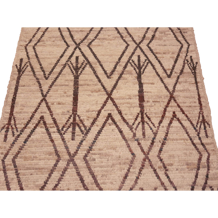 Brown Zameen Modern Wool Runner - 3'4" x 10'6"