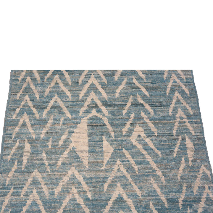 Blue Zameen Modern Wool Runner - 3' x 10'8"
