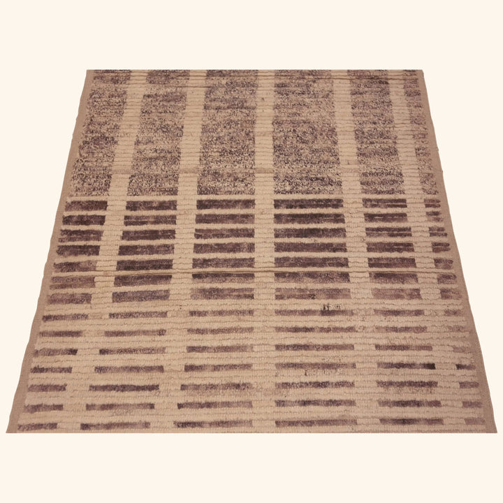Brown Zameen Modern Wool Runner - 3'4" x 11'3"