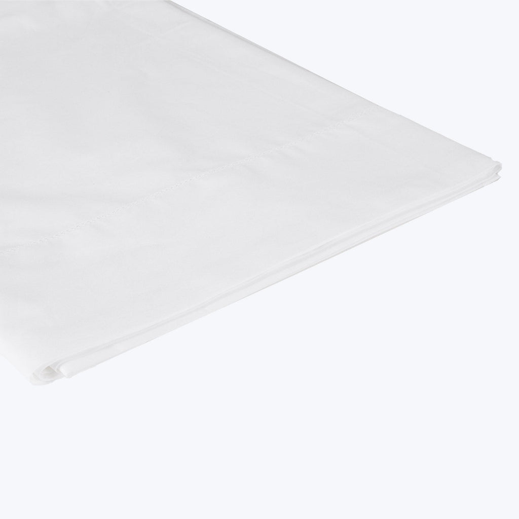 Layla Percale Sheets, White-Flat Sheet-King