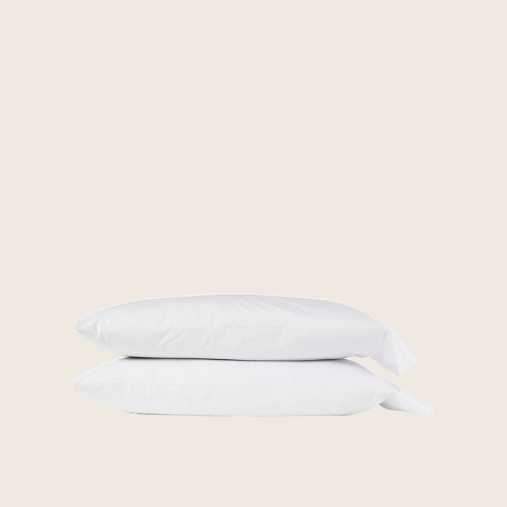 Layla Percale Sheets, White-Pillowcase Pair-Standard