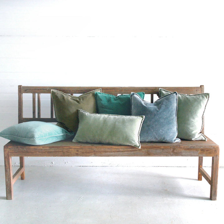 Pip Washed Velvet Green Pillow