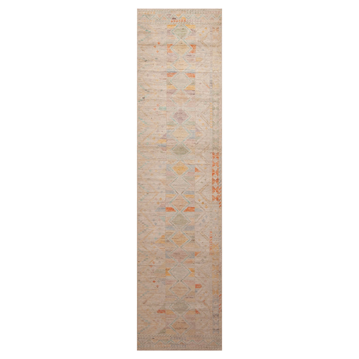 Multicolored Zameen Modern Wool Runner - 3' x 13'
