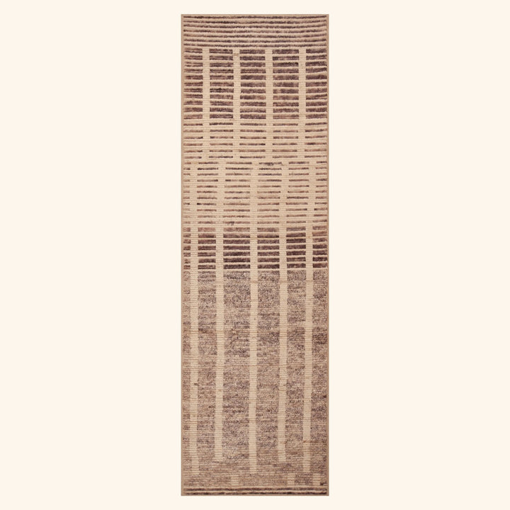 Brown Zameen Modern Wool Runner - 3'4" x 11'3"