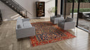 Blue & Orange Antique Persian Serapi Rug - 8'9" x 12'