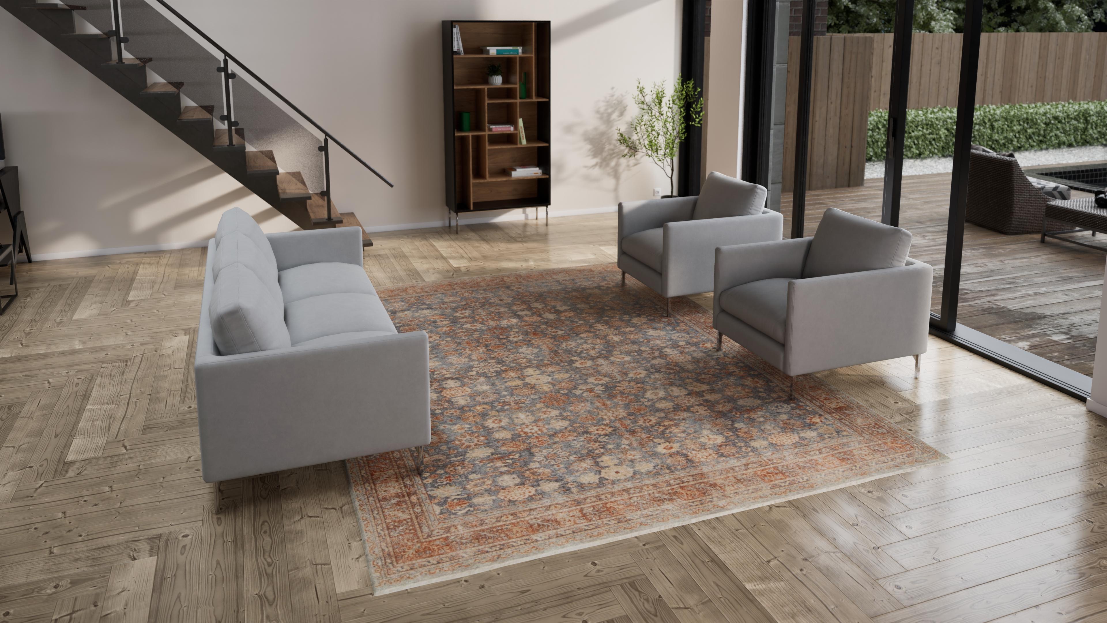 Rust & Blue Sabideh Distressed Traditional Wool Rug - 9' x 12