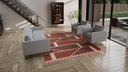 Red Geometric Swedish Style Wool Kilim Rug - 8'2" x 10'3"