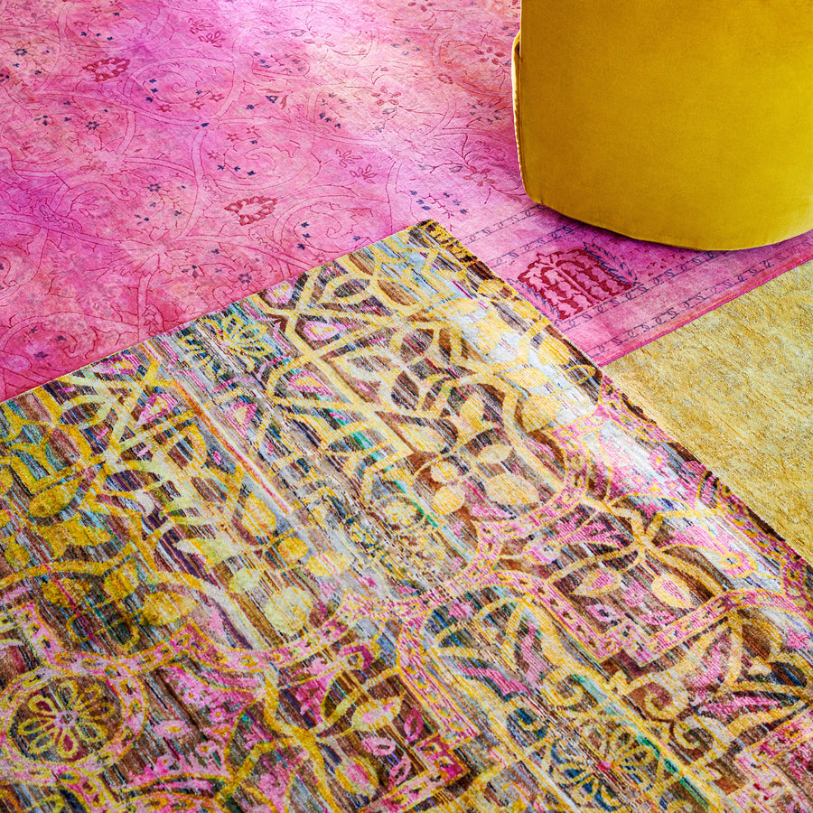 Vibrant assortment of colorful rugs showcasing intricate patterns and designs.