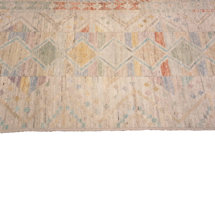 Multicolored Zameen Modern Wool Runner - 3' x 13'