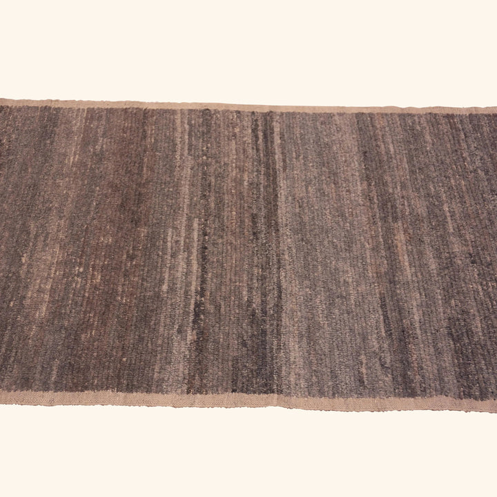 Brown Zameen Modern Wool Runner - 3'4" x 12'