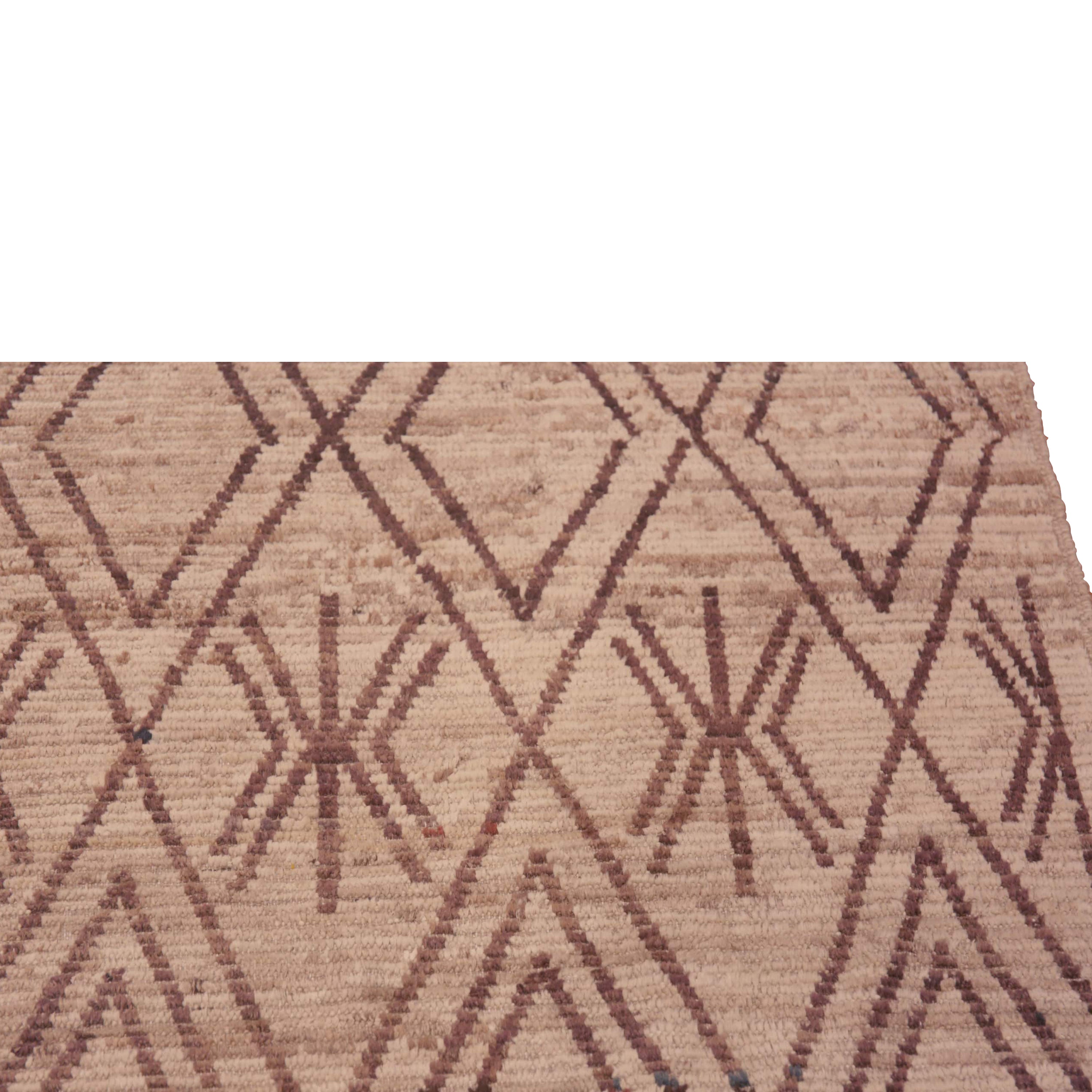 Brown Zameen Modern Wool Runner - 3'4" x 10'6"