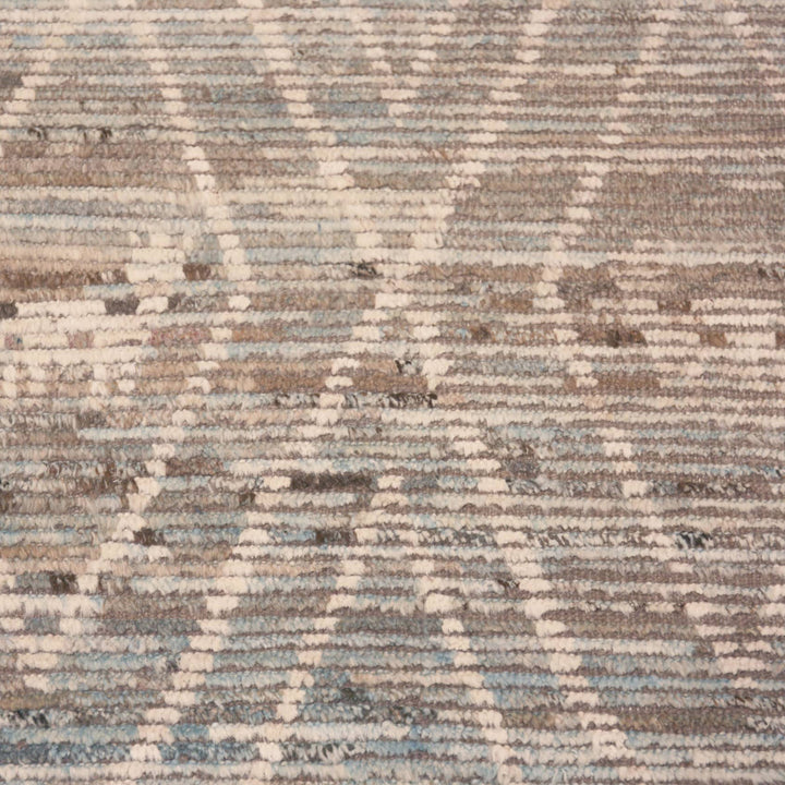 Blue & Brown Zameen Modern Wool Runner - 3'5" x 11'5"