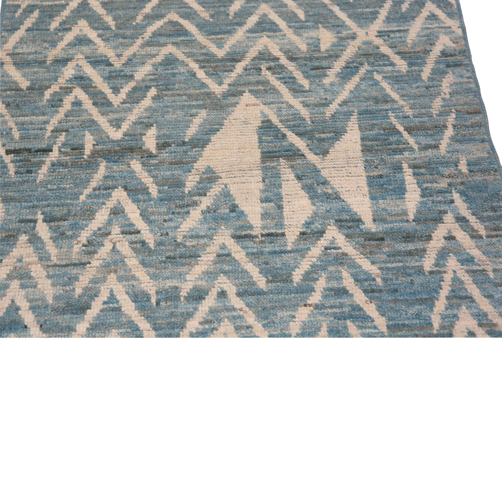 Blue Zameen Modern Wool Runner - 3' x 10'8"