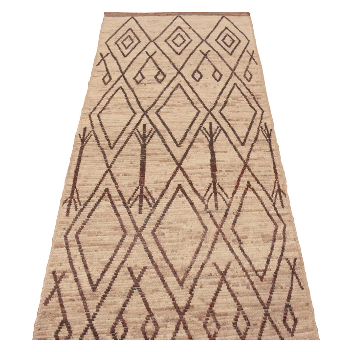 Brown Zameen Modern Wool Runner - 3'4" x 10'6"
