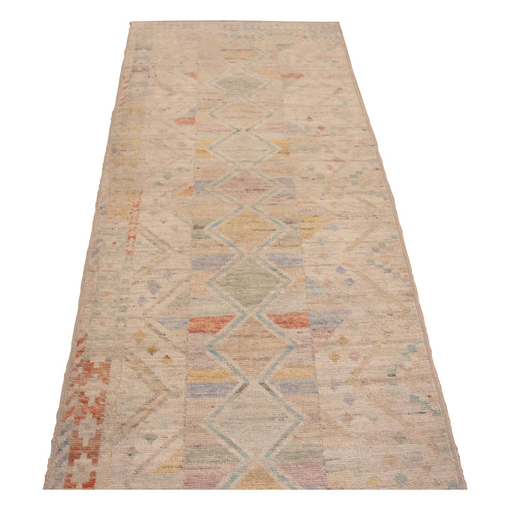 Multicolored Zameen Modern Wool Runner - 3' x 13'