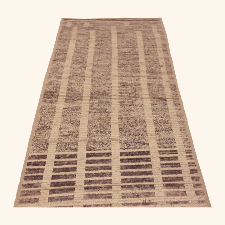 Brown Zameen Modern Wool Runner - 3'4" x 11'3"