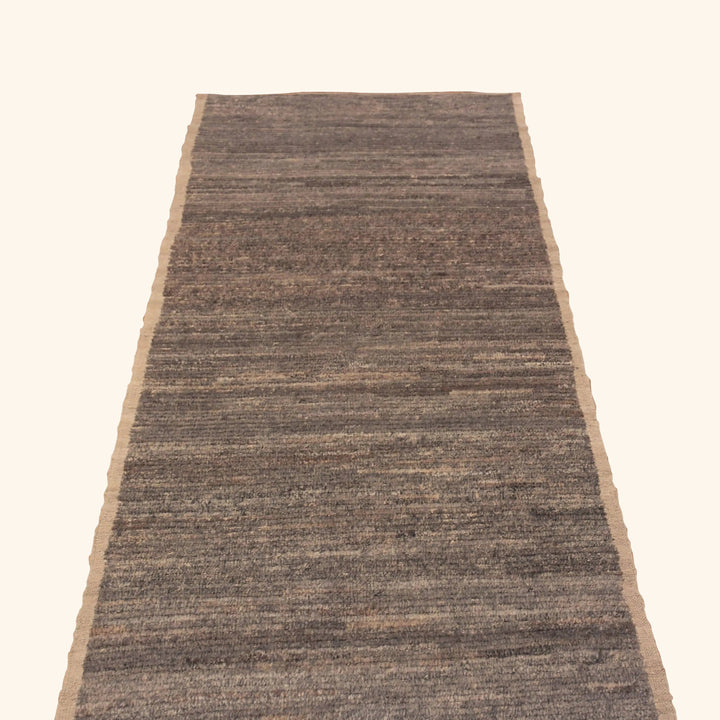 Brown Zameen Modern Wool Runner - 3'4" x 12'