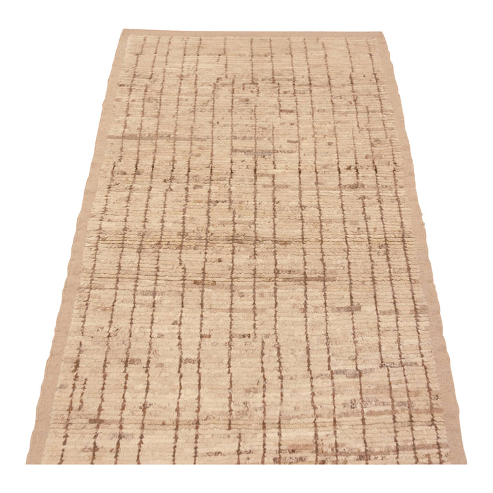 Brown Zameen Modern Wool Runner - 2'9" x 9'8"