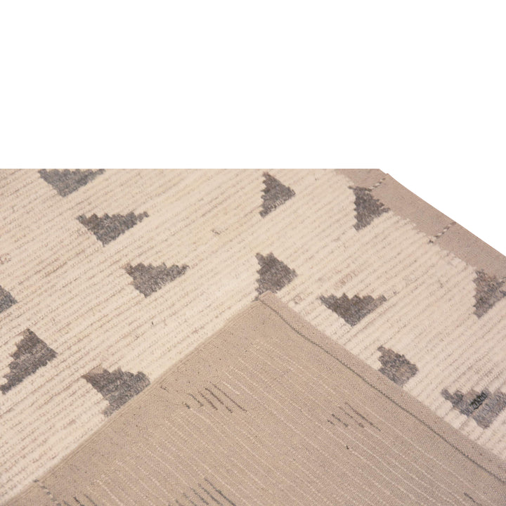 Cream Zameen Modern Wool Runner - 3'4" x 13'3"