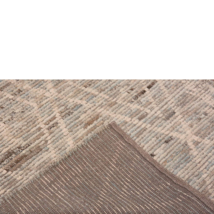 Blue & Brown Zameen Modern Wool Runner - 3'5" x 11'5"