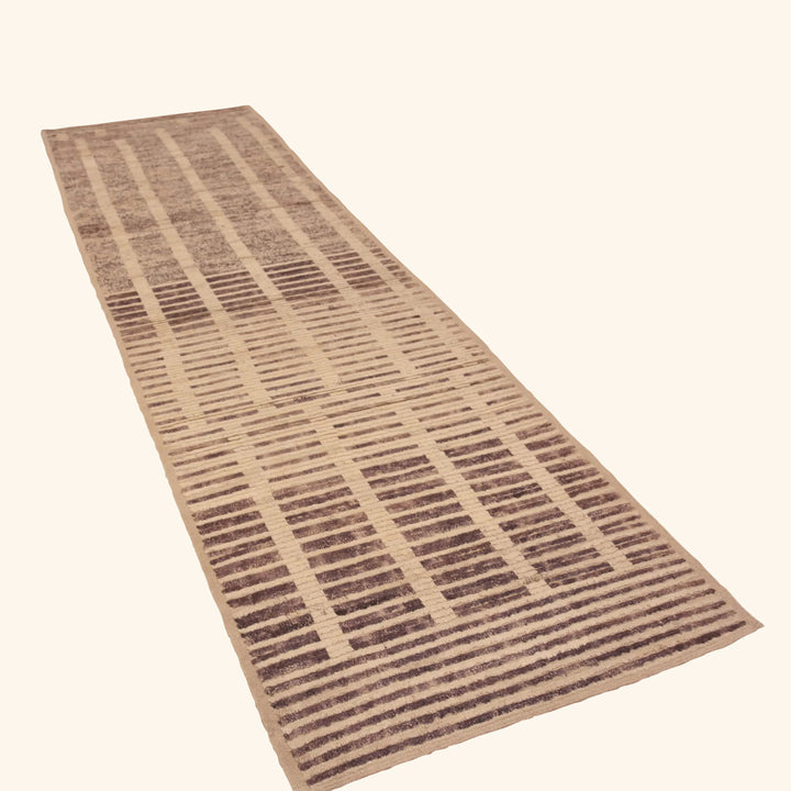Brown Zameen Modern Wool Runner - 3'4" x 11'3"