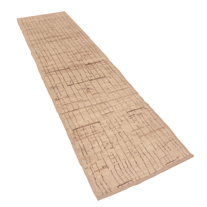 Brown Zameen Modern Wool Runner - 2'9" x 9'8"