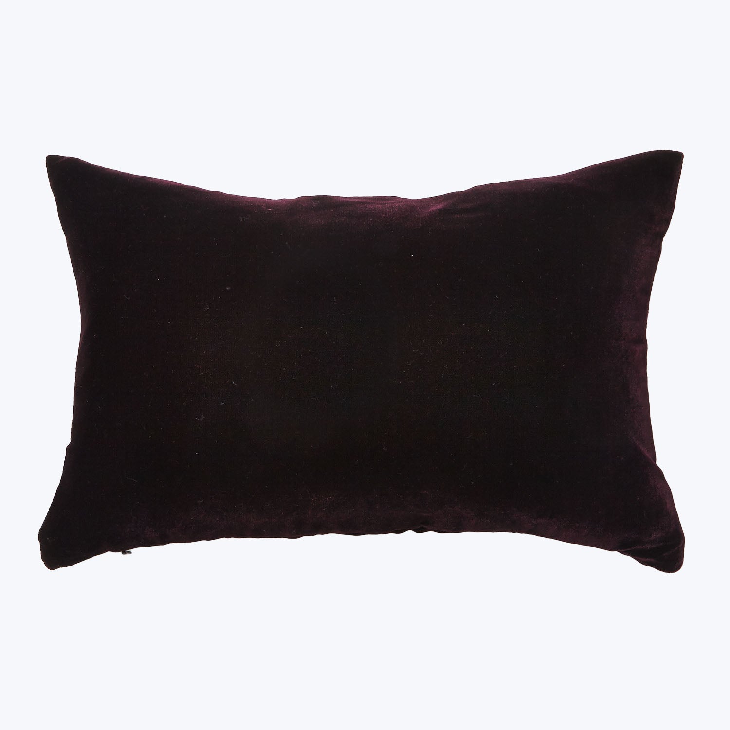 Rectangular plush pillow in deep purple with smooth surface and curved edges.