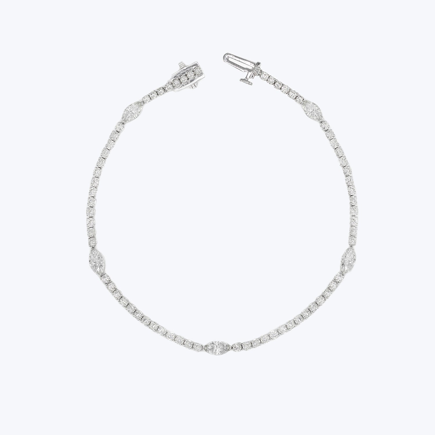 Contemporary 14k White Gold Diamond Line Bracelet Default Title