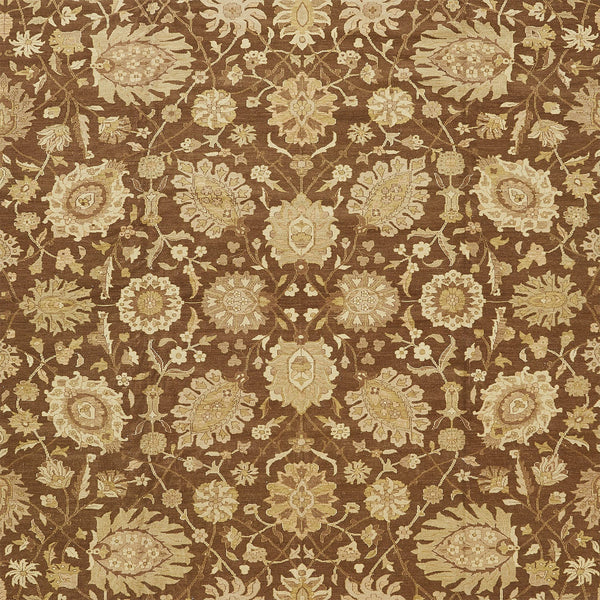 Intricate floral fabric with warm earthy tones and luxurious aesthetic.
