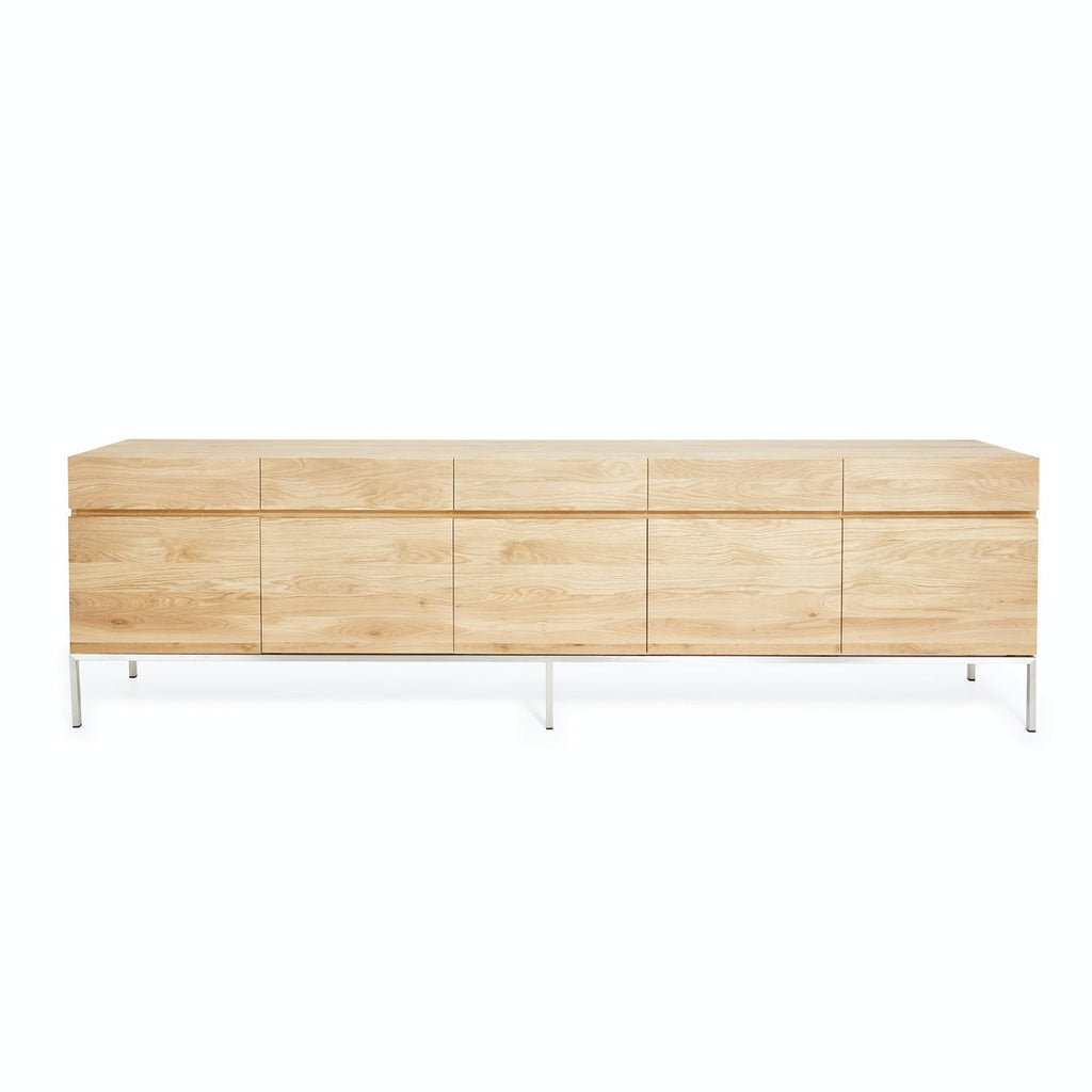 Modern, minimalist wooden sideboard with sleek design and ample storage