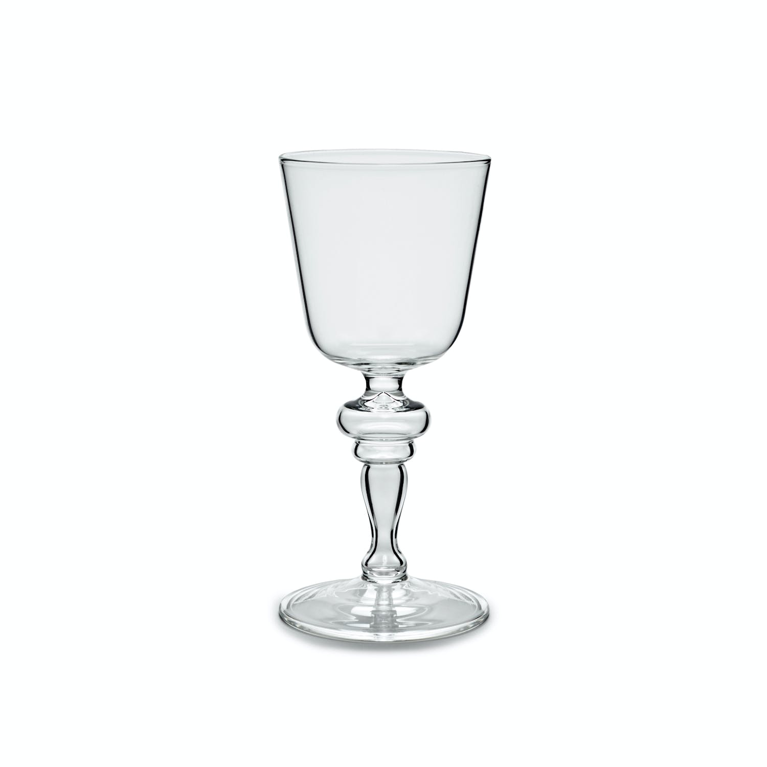 Elegant, tulip-shaped glass goblet with decorative stem for formal occasions