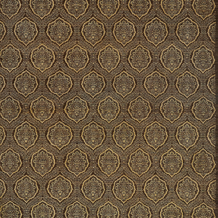 Paisley-patterned fabric with intricate floral motifs in elegant color scheme.