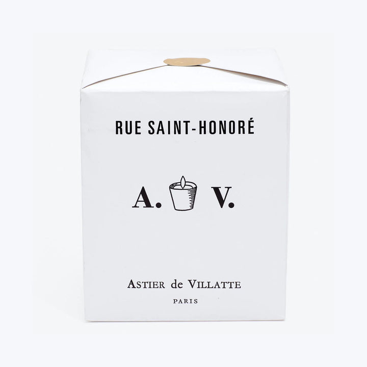 White box with typography and plant illustration from Astier de Villatte in Paris