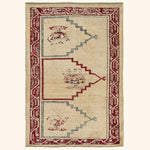 Traditional rug with distinctive pattern showcases Middle Eastern or Central Asian influences.