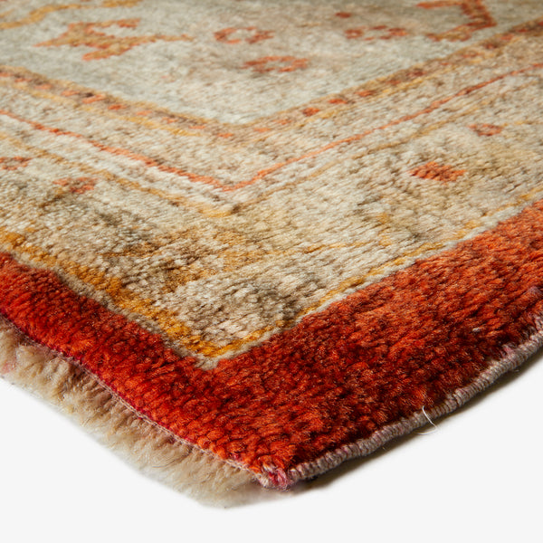 Plush, artistic rug in rustic design showcases soft textures and vibrant colors.