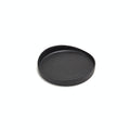 Modern and minimalistic black round plate with raised edges.