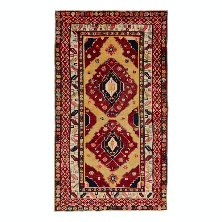 Exquisite hand-woven rug with rich colors and intricate traditional design.